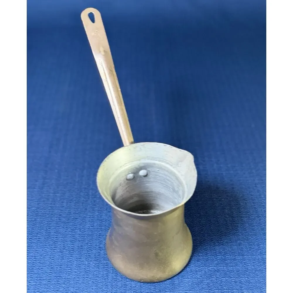Vtg Brass Ibrik Cezve Arabic Turkish Pot Size 8 Lebanon w/ Cloth Filter